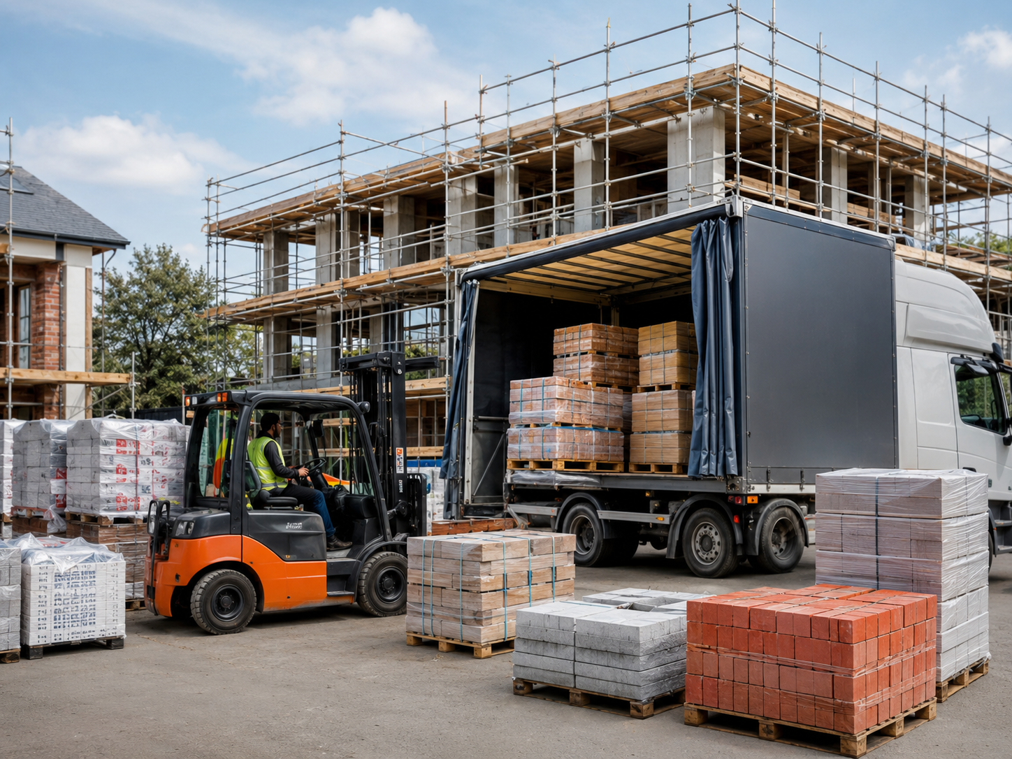Bouwleverancier en materiaal op de werf